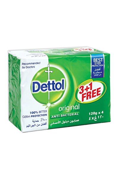 Dettol Original Anti-Bacterial Soap Bar, 120g × 3+1 Free