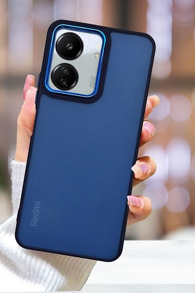Fibaks Redmi 13C Case Metal Frame Colorful Frosted Transparent Cover with Sensitive Button