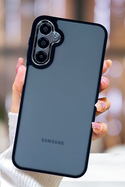 Fibaks Samsung Galaxy A34 Case Metal Frame Colorful Frosted Transparent Cover with Sensitive Button
