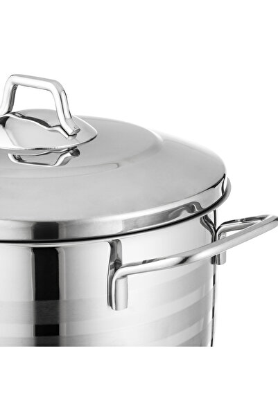 Dania Turkish 18/10 stainless steel cookware set with steel lid, consisting of 9 pieces, 20-22-24-26-24