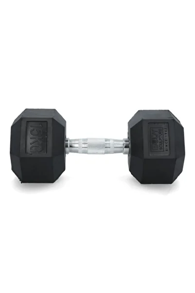 BODY SCULPTURE 15kg Hex Dumbbell with Rubber Coating