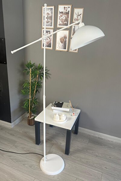 Bamyum Beyaz Lambader Modern Dekoratif Metal Oturma Odası Çalışma Odası Zemin Lambası