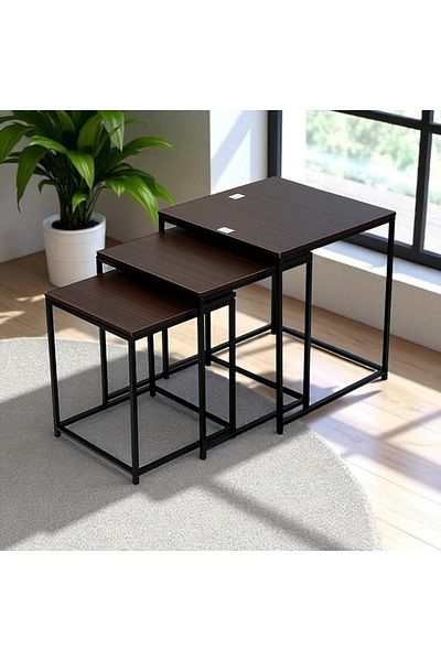 Kreslo Square Serving Table Set - 3 Pieces with an Elegant Interlocking Design