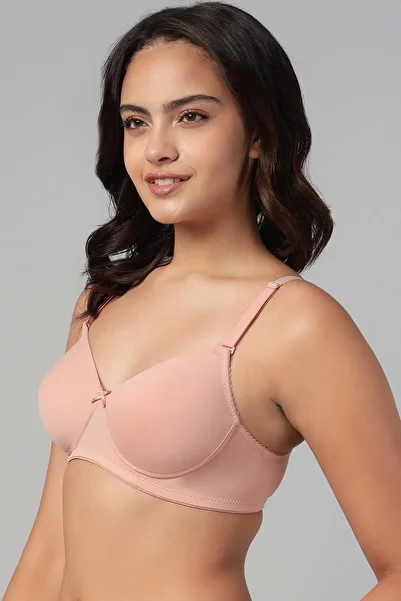 Clovia Padded Non-Wired Full Coverage Multiway T-shirt Bra in Nude Colour