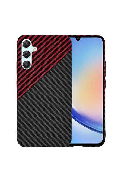 Techsuit Case for Samsung Galaxy A34 5G, Carbonite FiberShell H73, Polycarbonate, Red Vortex