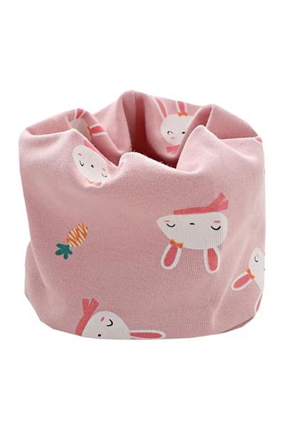 KERNOWSUN Rolled Collar Scarf for Children, Bunny Design, Pink, KERNOWSUN, 40x20 cm
