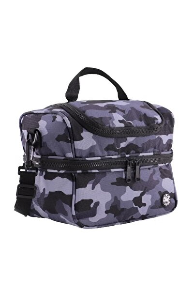 Atrium حقيبة غداء كبيرة بسحاب ونقشة مموهة - أسود