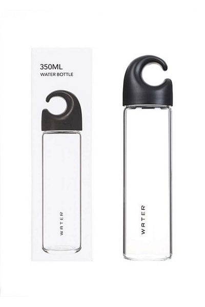 Miniso 350ml Glass Bottle - Black
