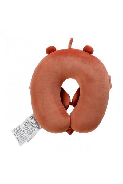 Miniso We Bare Bears U-Shaped Pillow with Eye Cover (Grizzly)