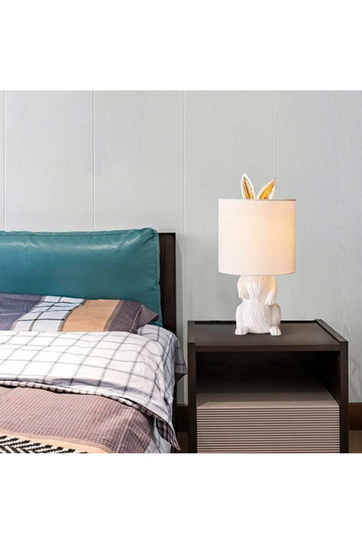 LUXXO Decorative Lamp Bunny, 1xE27, Resin Body, Textile Lampshade, 23x23x49cm