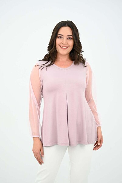 Bigsize Women's plus size blouse 1857-24 Light pink / 2XL