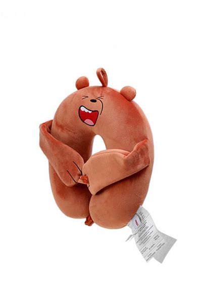 Miniso We Bare Bears U-Shaped Pillow with Eye Cover (Grizzly)