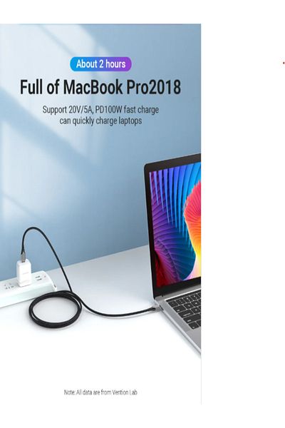 Vention USB C to USB C 2.0 Cable 0.5M,100W,480Mbps, Compatible with MacBook, iPad Pro, Galaxy, Pixel