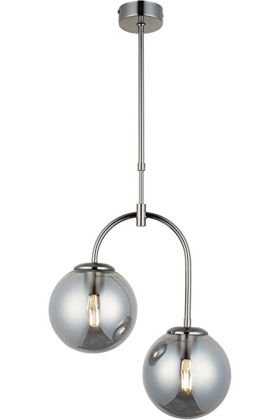 NZL Lighting Portual 2'li Krom Avize Sarkıt Avize Camlı Avize Oturma Odası Av...