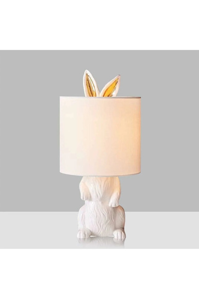 LUXXO Decorative Lamp Bunny, 1xE27, Resin Body, Textile Lampshade, 23x23x49cm
