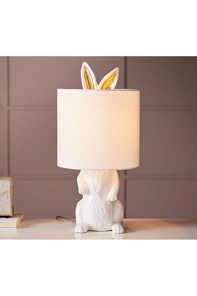 LUXXO Decorative Lamp Bunny, 1xE27, Resin Body, Textile Lampshade, 23x23x49cm