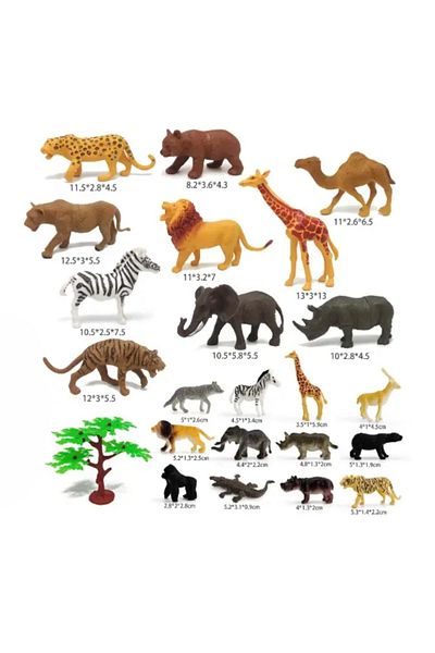 LUDIRO Educational Set with 23 Wild Animals, Realistic Figurines for Children, Storage Box