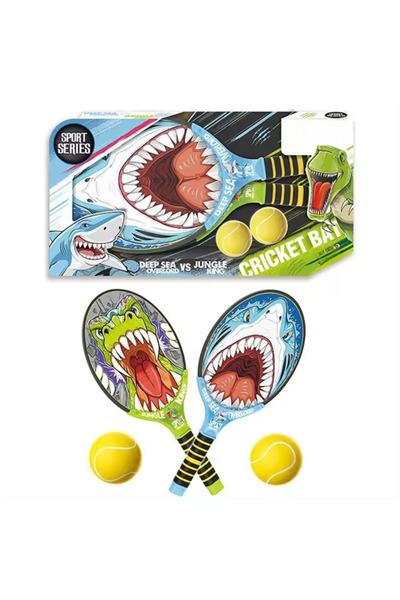 LUDIRO Σετ διασκεδαστικών κουπιών για παιδιά, σχέδιο καρχαρία εναντίον δεινοσαύρου, περιλαμβάνονται 2 μπάλες