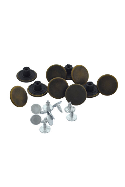 HitDukkan Büyük Boy 10 Adet Kot Pantolon Düğmesi, Jean Düğmesi Düz Antik Sarı...