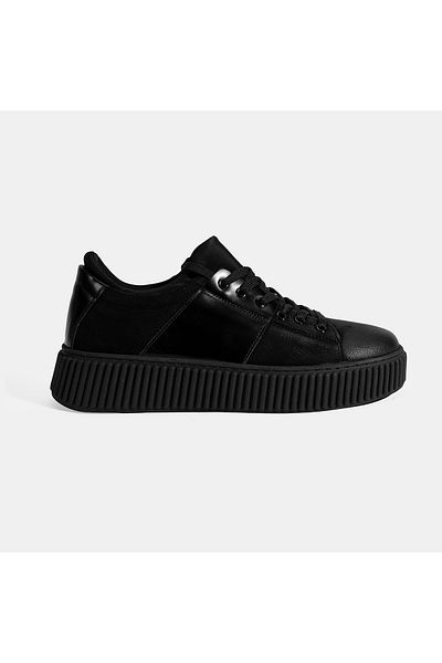 Desa Men's Black Lace-Up Leather Sports Shoes