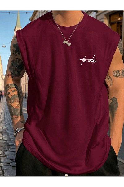 FAVORİST The Wild Printed Sleeveless Tshirt Men's Zero Sleeve Clothing Fitness Clothing Oversize T-Shirt