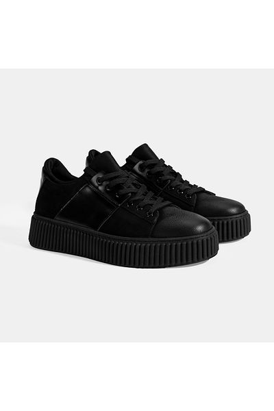 Desa Men's Black Lace-Up Leather Sports Shoes