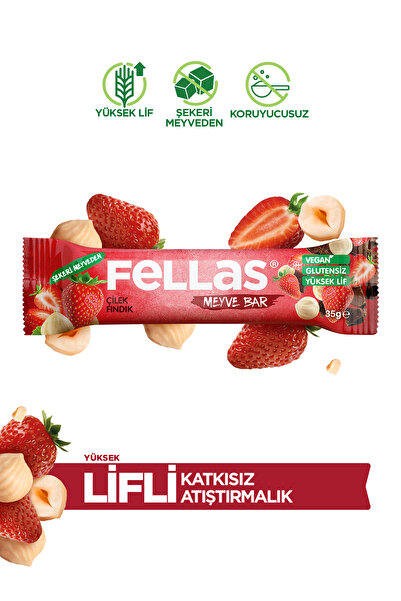 Fellas Meyve Bar - Çilekli ve Fındıklı (35 g) x 12 Adet