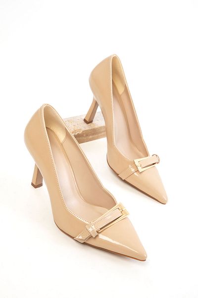 SOHO Nude Patent Leather Women's Classic Heeled Shoes 20818