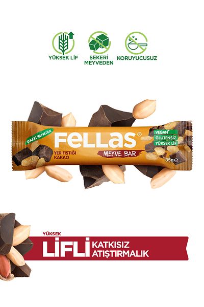 Fellas بار فواكه - الفول السوداني والكاكاو 35 جم × 12 قطعة