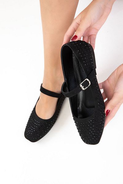 SOHO Black-Black Women's Ballerinas 20811