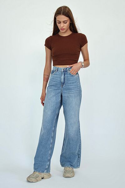 Trendyol Collection Blue High Waist Wide Leg Jeans Twoaw26Je00179