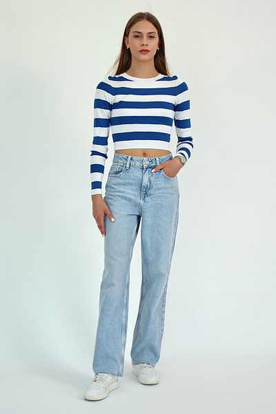 Trendyol Collection Light Blue High Waist Straight Jeans Twoaw26Je00182