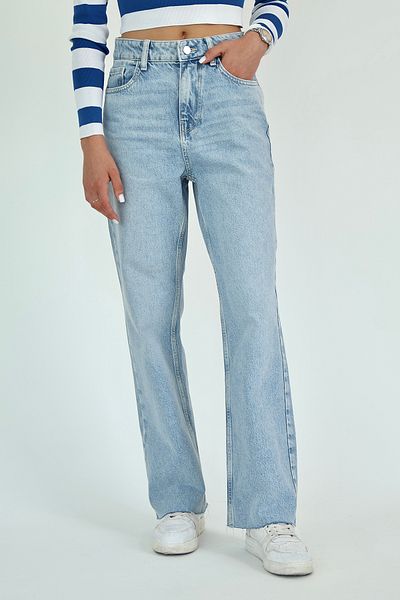 Trendyol Collection Light Blue High Waist Straight Jeans Twoaw26Je00182