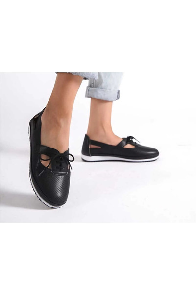 DAD WOLF حذاء باليرينا مريح باللون الأسود