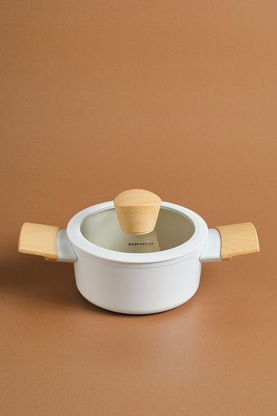 Karaca Swiss Crystal Almond Cream Induction Based Pot 14 cm