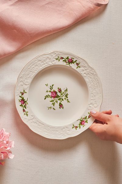 Karaca Vintage Rose Pit Plate 22 cm Cream