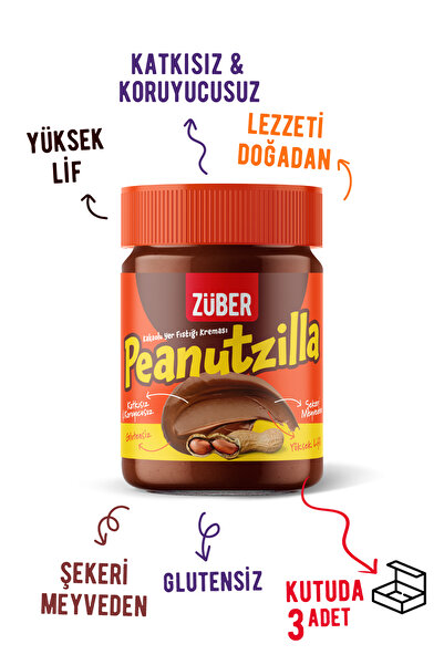 Züber Peanutzilla Kakaolu Fıstık Kreması X 3 Adet