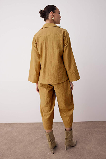 Trendyol Collection Barna duplasoros kimonó nadrág szőtt alsó - felső szett TWOAW26AU00067