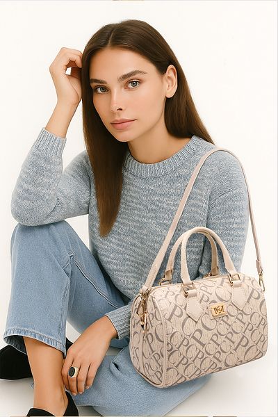 Pierre Cardin Monogram Beige Women's Shoulder Bag 05Po25Y2521