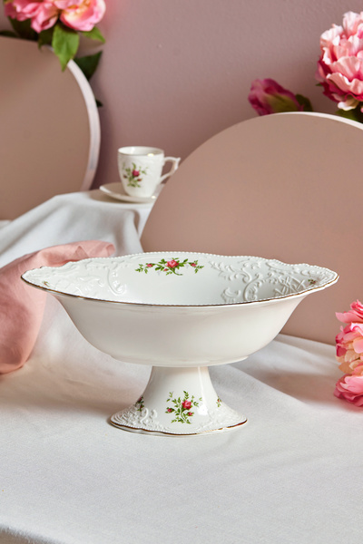 Karaca Vintage Rose Ayaklı Gondol 35 cm Krem