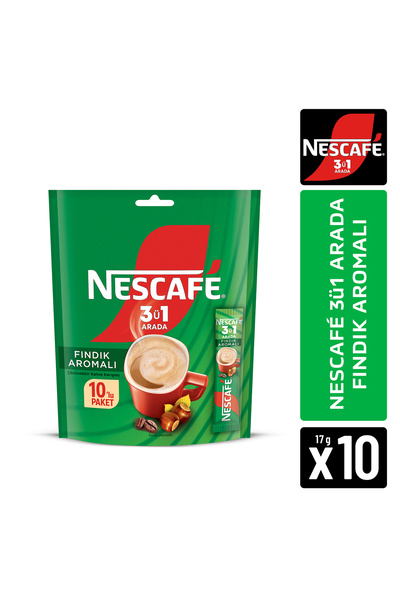 Nescafe 3ü1 Arada Fındık Aromalı Çözünebilir Kahve 17g 10'lu Paket