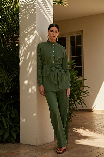 Trendyol Modest Cămașă-pantaloni cu guler kaki țesut TCTSS21AU0247
