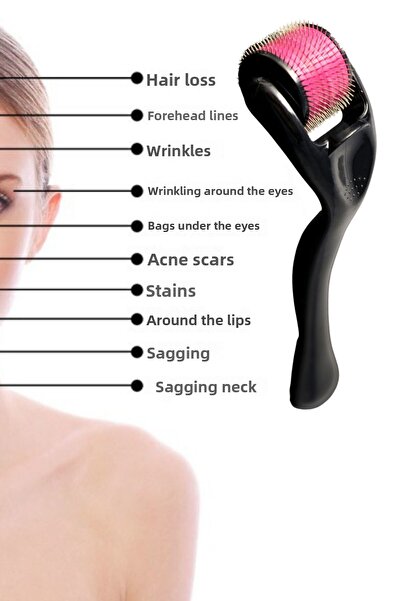 KAİZEN ديرمانيو لتجديد عيوب البشرة - ديرمارولر - مشط - تدليك الشعر 540 إبرة ت...