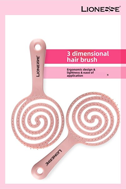 Lionesse فرشاة شعر ثلاثية الأبعاد 6458 وردي - هيكل مرن، تجفيف سريع