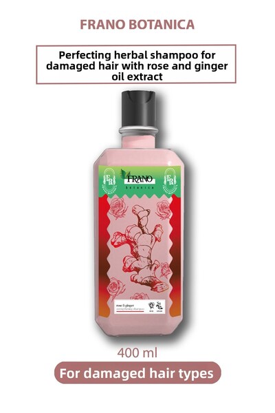 FRANO شامبو العناية بالشعر العشبي لإصلاح الشعر بخلاصة زيت الورد والزنجبيل للشعر التالف 400 مل