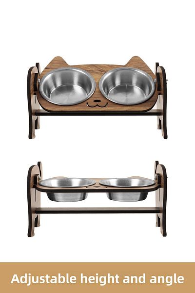 GOBYPET Wooden Cat Food Ceramic Water Bowl Stand, Cat Food Bowl, Gift Cat Carpet