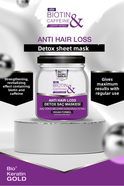 Bio Keratin Gold Biotin & Caffeine Anti-Hair Loss Fast Growth Effect Hair Detox 210 ml