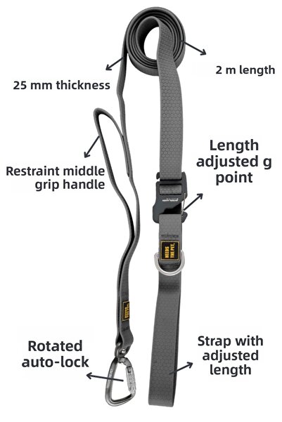 INTERLAKEN Gray Dog Walking Strap with Waterproof Strong Hook 2m