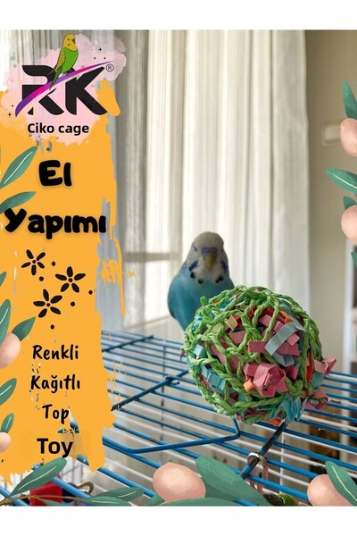 Ciko Kafes Colorful Braided Paper Ball Toy for Birds - 1 Piece