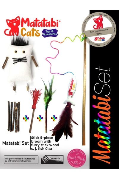 MATATABİ CATS مجموعة ماتاتابي للمواعدة، عصا مضغ طبيعية للقطط، خطاف صيد للقطط،...